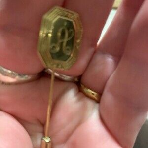 Vintage Engraved Gold Tone Stick Pin “A”